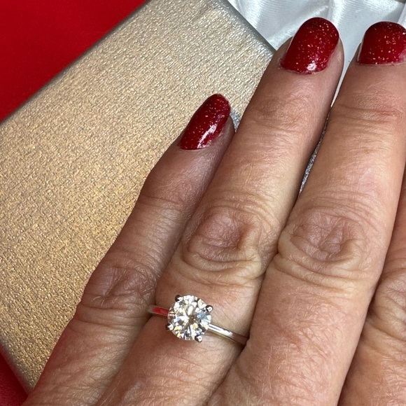 Moissanite 1.90 ctw Solitaire Ring (Size 5.0) and Pendant - Picture 3 of 5